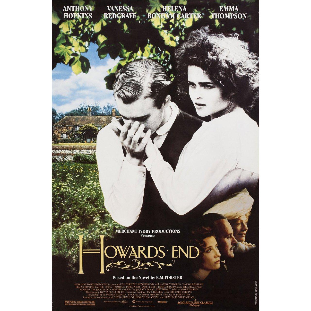 Original 1992 U.S. one sheet poster for the film 'Howards End' directed by James Ivory with Vanessa Redgrave / Helena Bonham Carter / Joseph Bennett / Emma Thompson. Very good-fine condition, rolled. Please note: the size is stated in inches and the