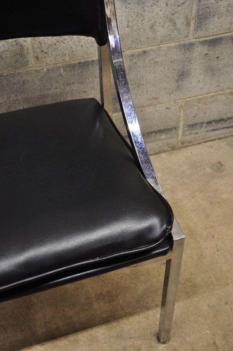 Howell Interlake MidCentury Modern Sleek Chrome Black Vinyl Dining