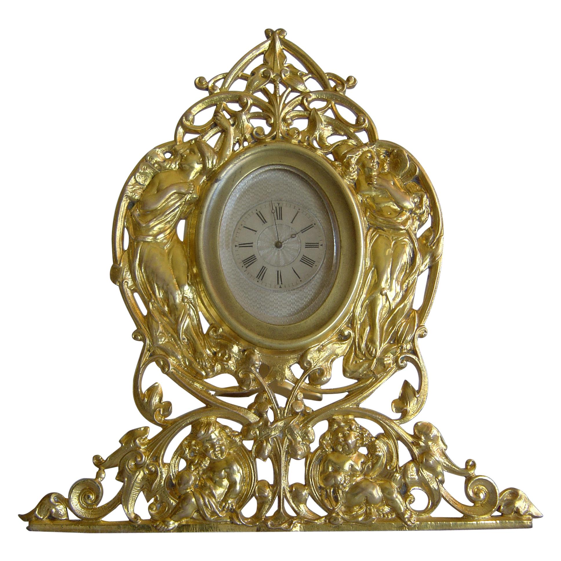 Howell James Art Nouveau Cased Strut Clock For Sale