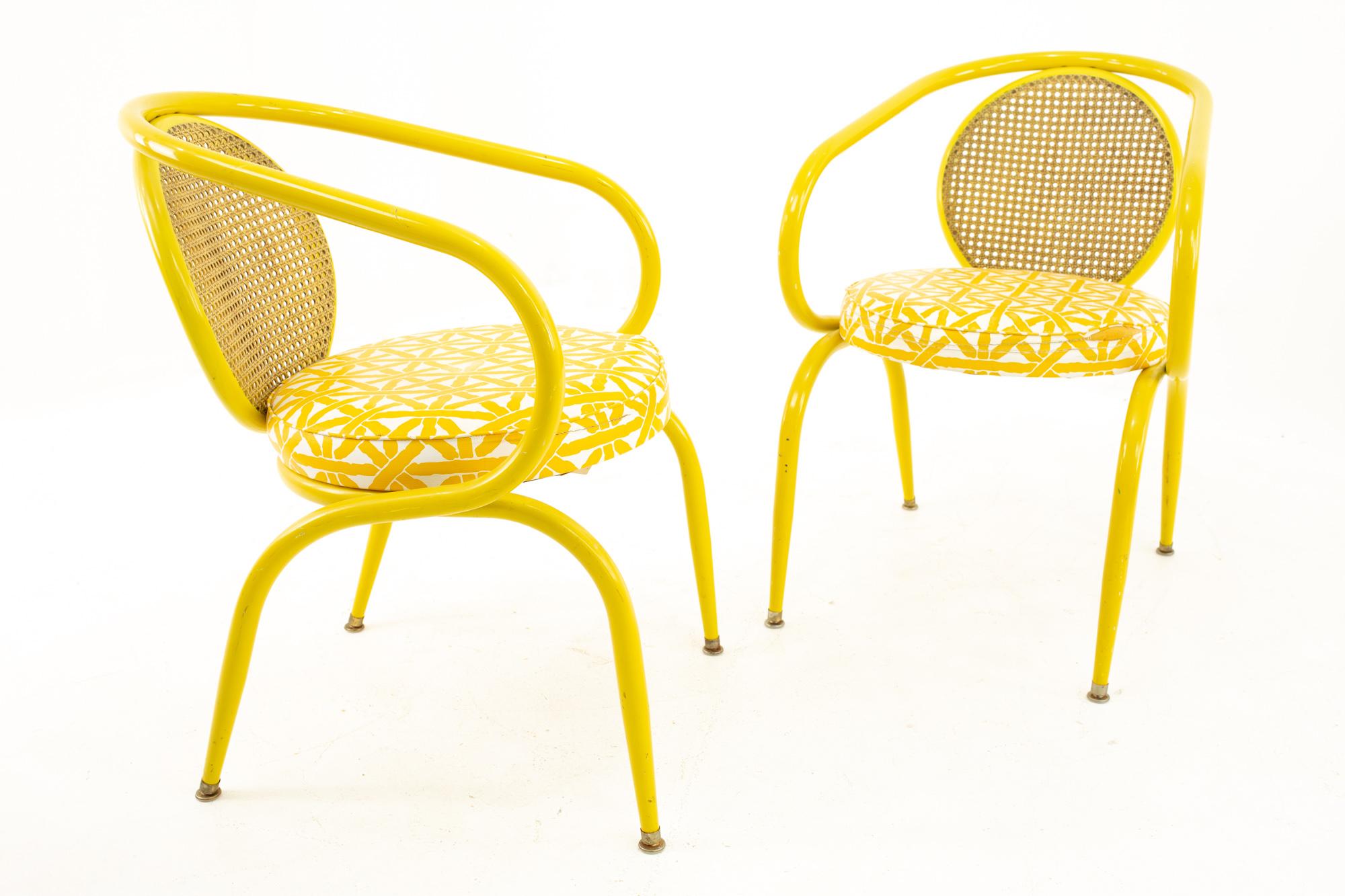 Howell Mid Century yellow chairs, pair
Each chair measures: 21 wide x 23 deep x 30 high with a seat height of 18 inches

This price includes getting this set in what we call restored vintage condition. Upon purchase it is fixed so it’s free of