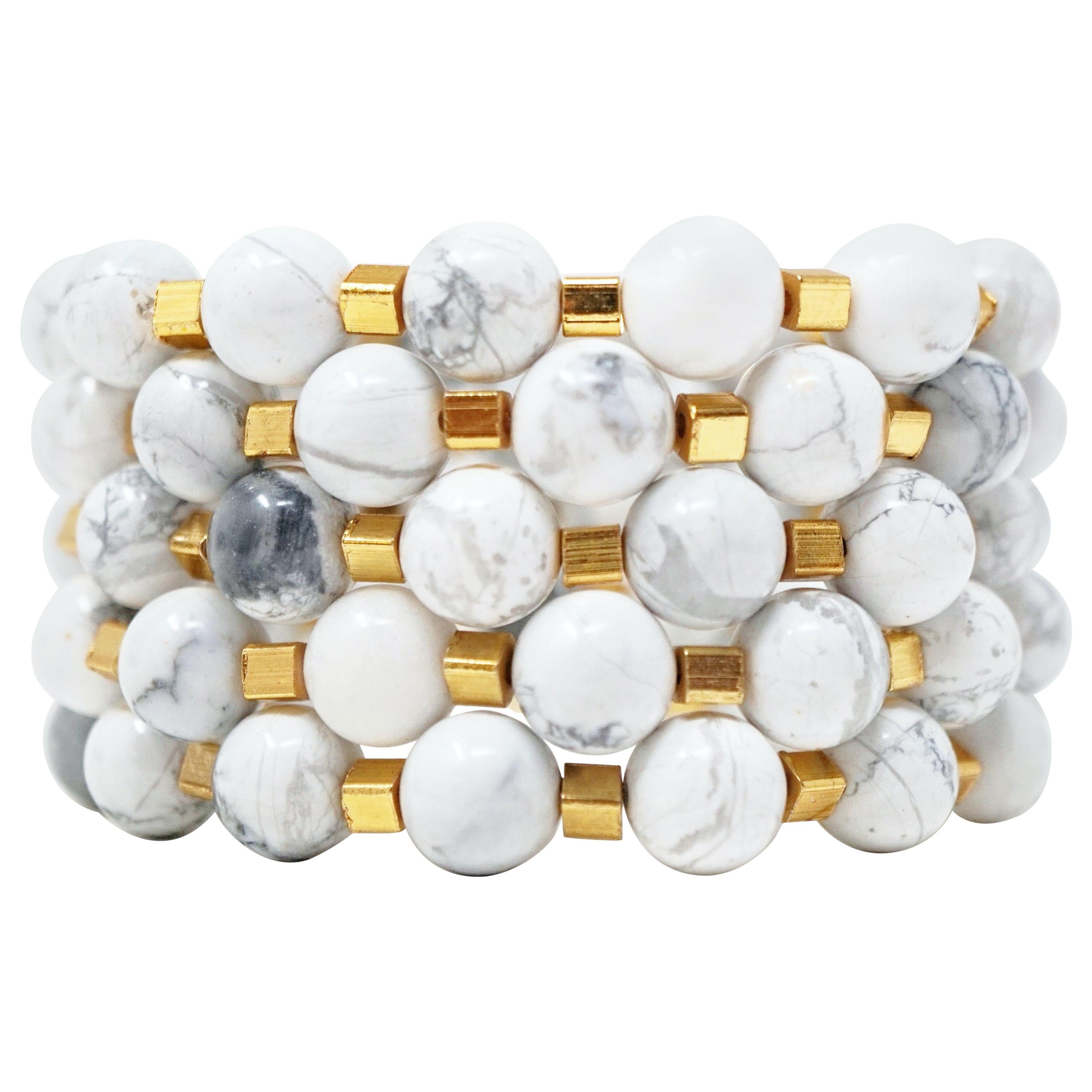 Howlite Gemstone Bracelet Stack 'Set of Five Bracelets'