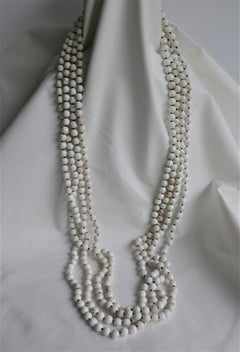 Howlite (White Beads) Long Gemstone Necklace