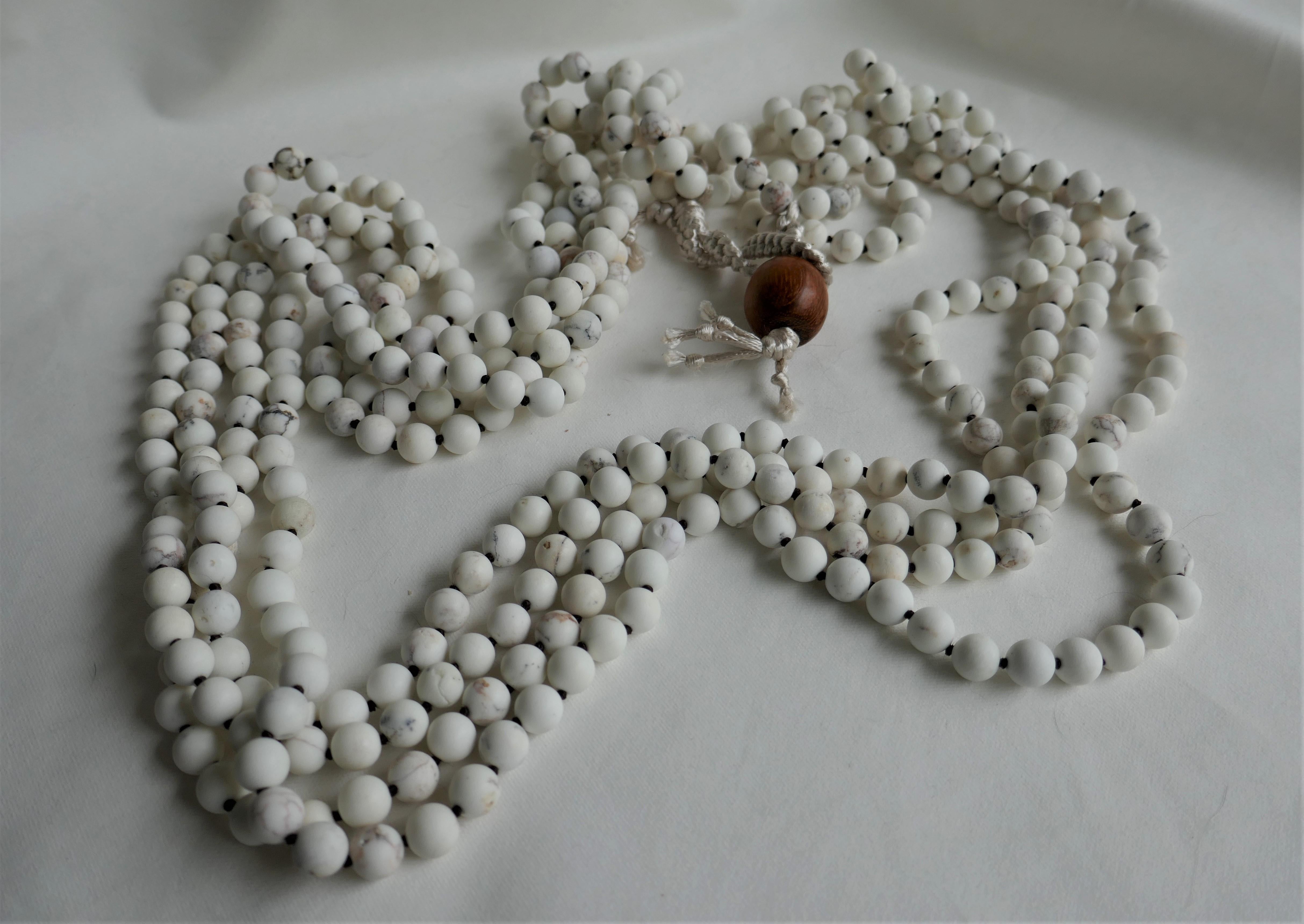 Women's Howlite (White Beads) Long Gemstone Necklace