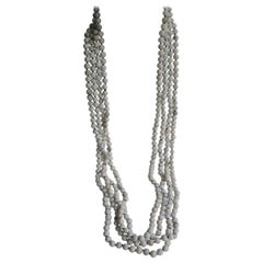 Howlite (White Beads) Long Gemstone Necklace