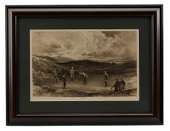 "Hoylake - Punch Bowl Hole" by James Michael Brown, Antique Golf Print, 1911