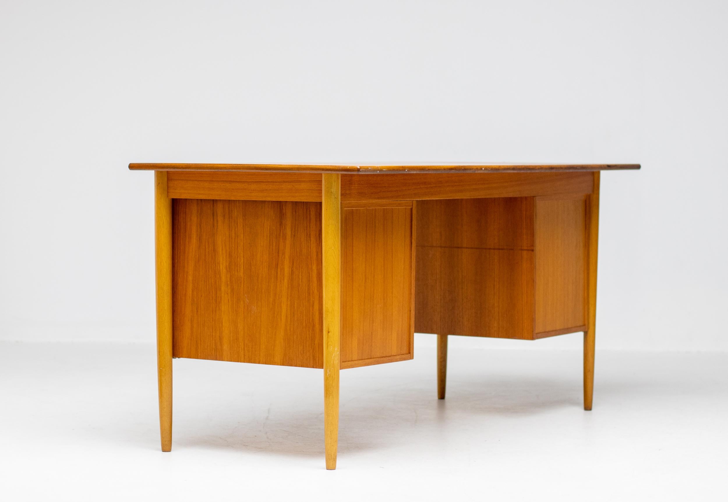 H.P. Hansen Danish Modern Teak Desk For Sale 1