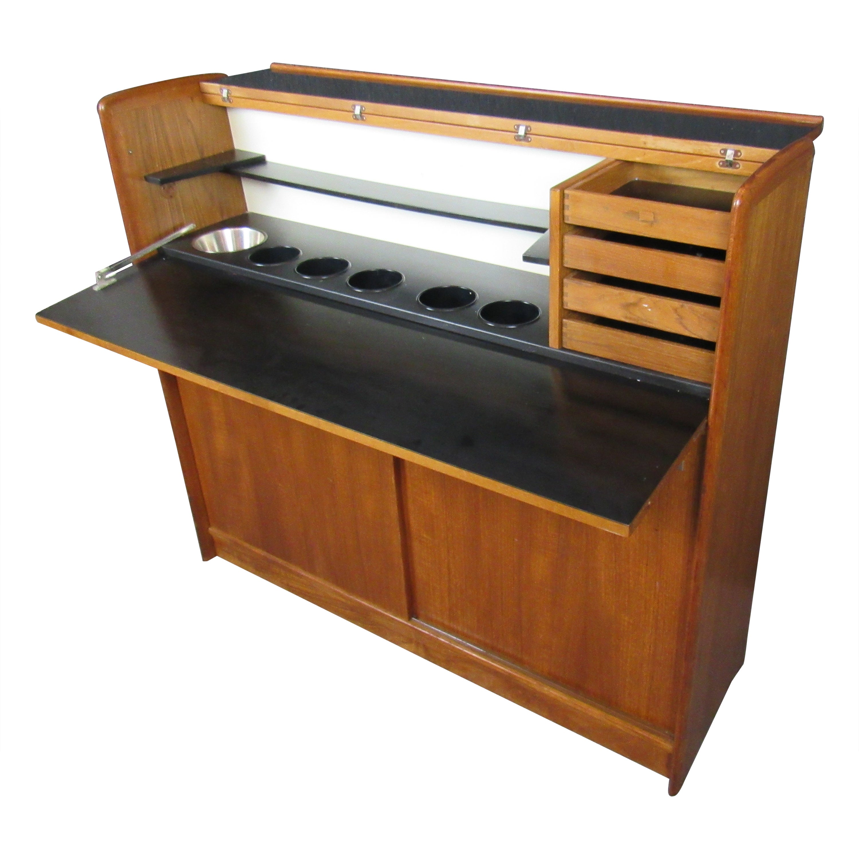 H.P. Hansen Designed Folding Danish Teak Dry Bar