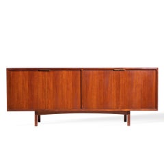 HP Hansen Style Mid Century Danish Teak and Brass Credenza