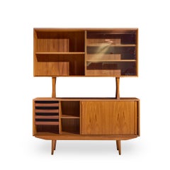 HP Hansen Style Mid Century Danish Teak Credenza and Hutch