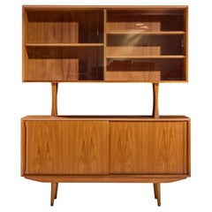 HP Hansen Style Mid Century Danish Teak Credenza and Hutch