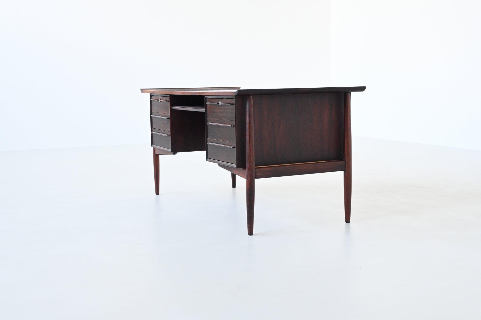 H.P. Hansen symmetric writing desk in rosewood Arne Vodder Denmark 1960 9