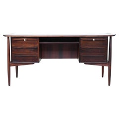 H.P. Hansen symmetric writing desk in rosewood Arne Vodder Denmark 1960