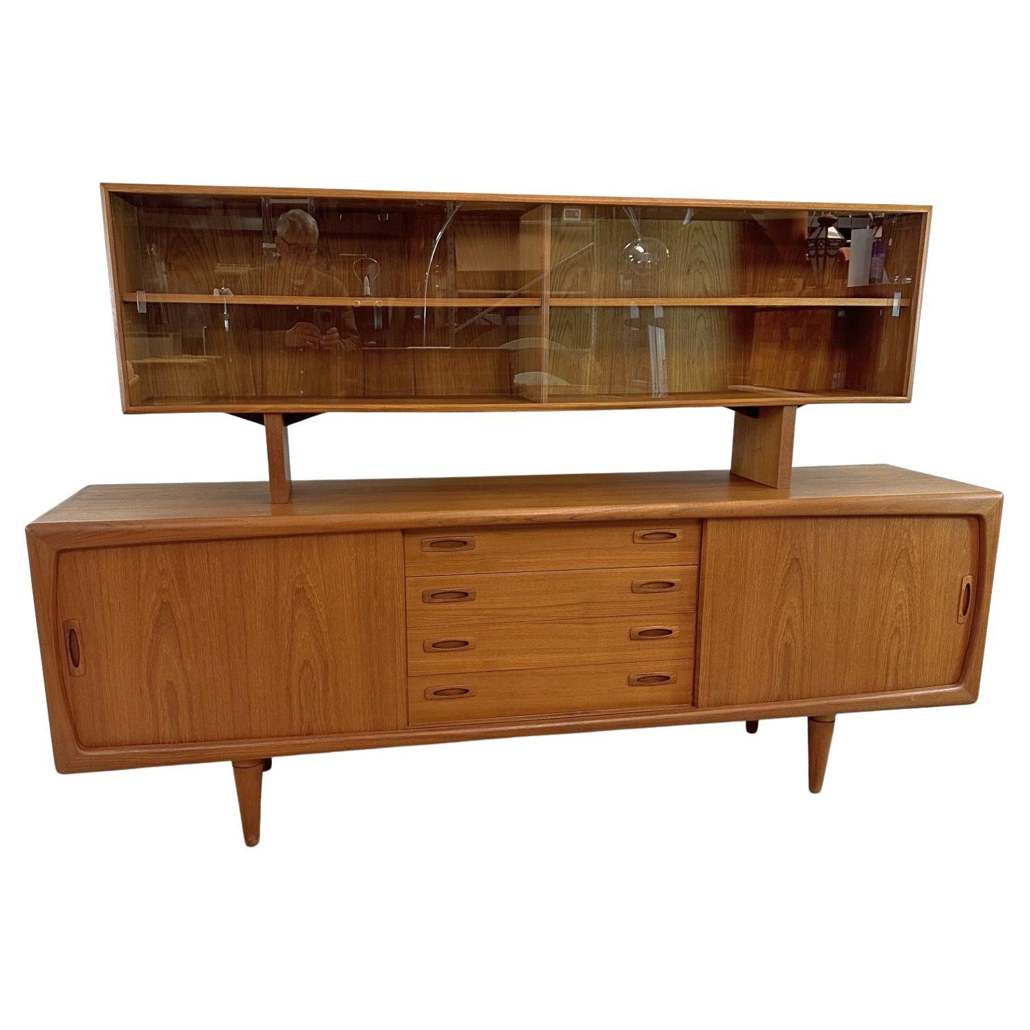 H.P. Hansen Teak Credenza with Hutch For Sale