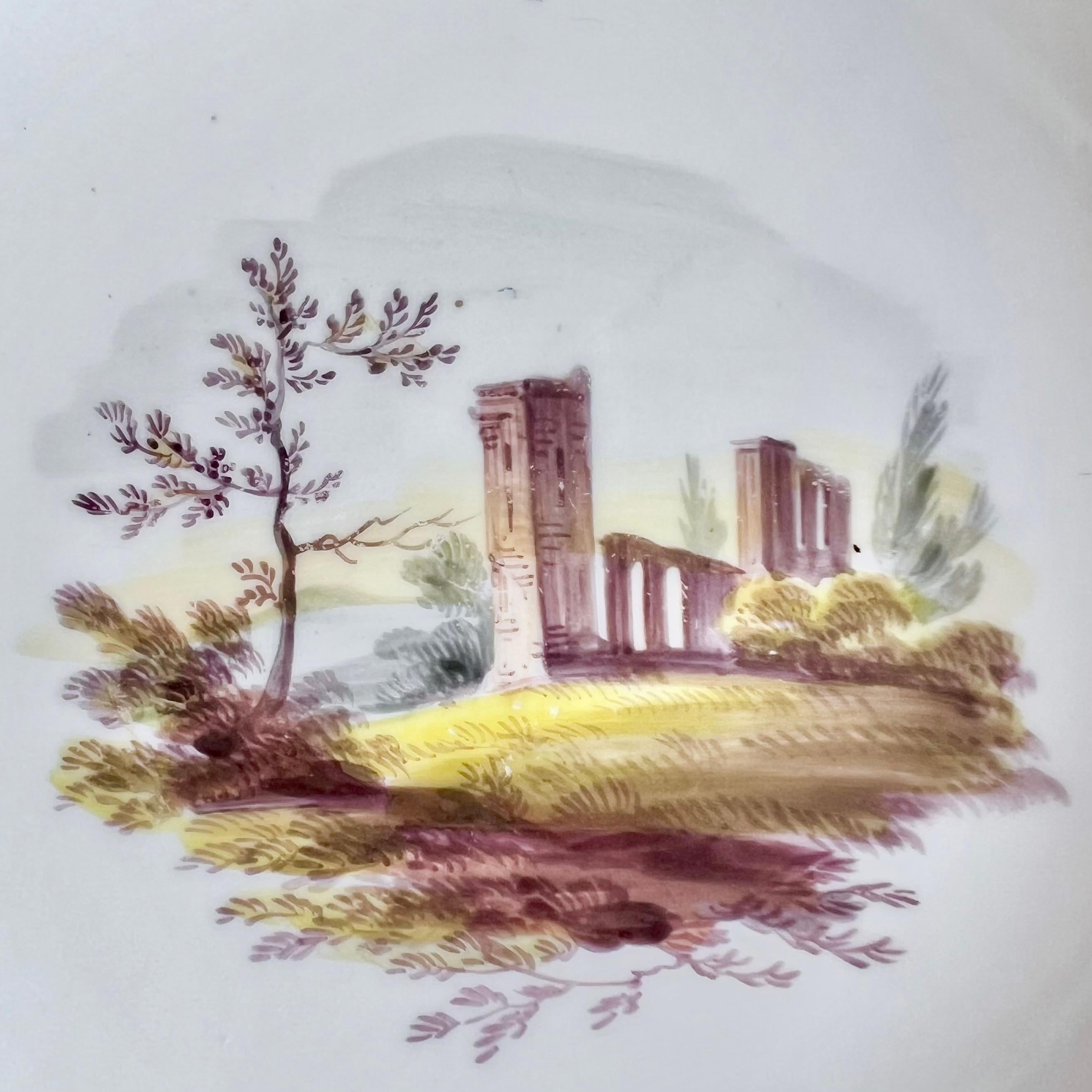 Tasse à café H&R Daniel, forme simple, blanc avec paysage, 1825-1830 en vente 2