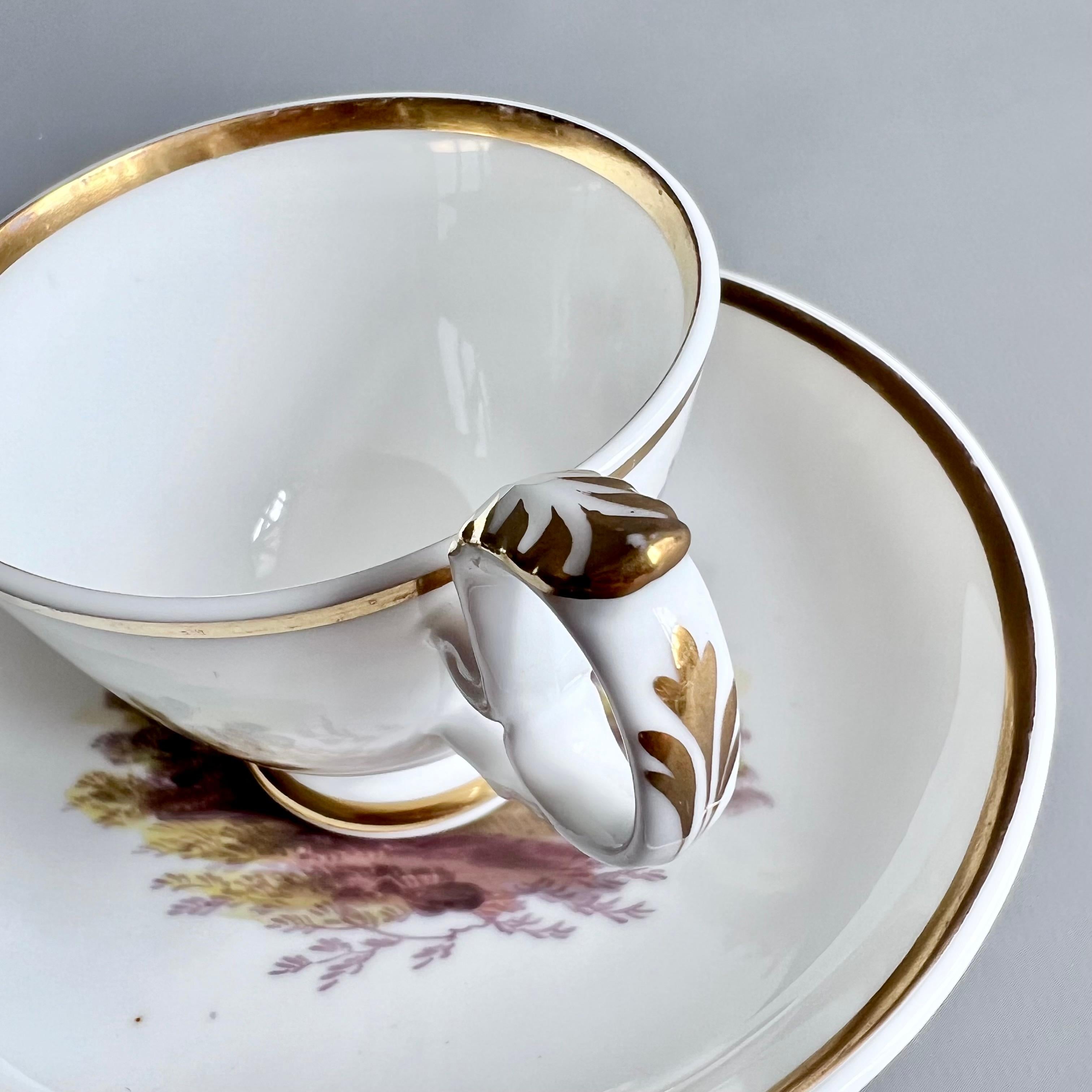 Tasse à café H&R Daniel, forme simple, blanc avec paysage, 1825-1830 en vente 5