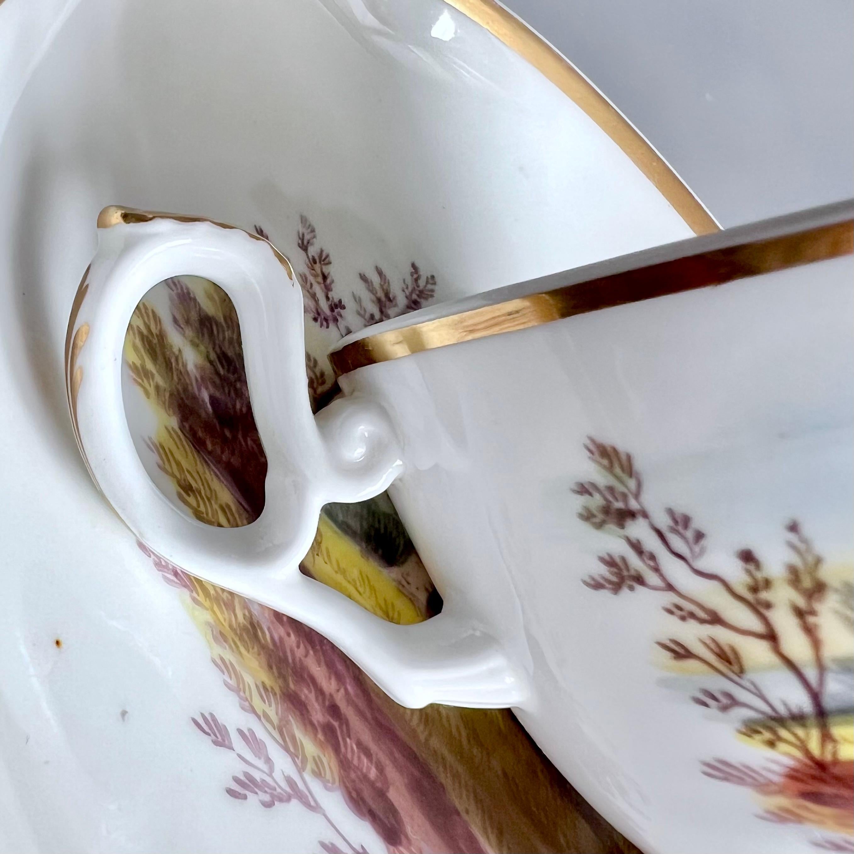 Tasse à café H&R Daniel, forme simple, blanc avec paysage, 1825-1830 en vente 6