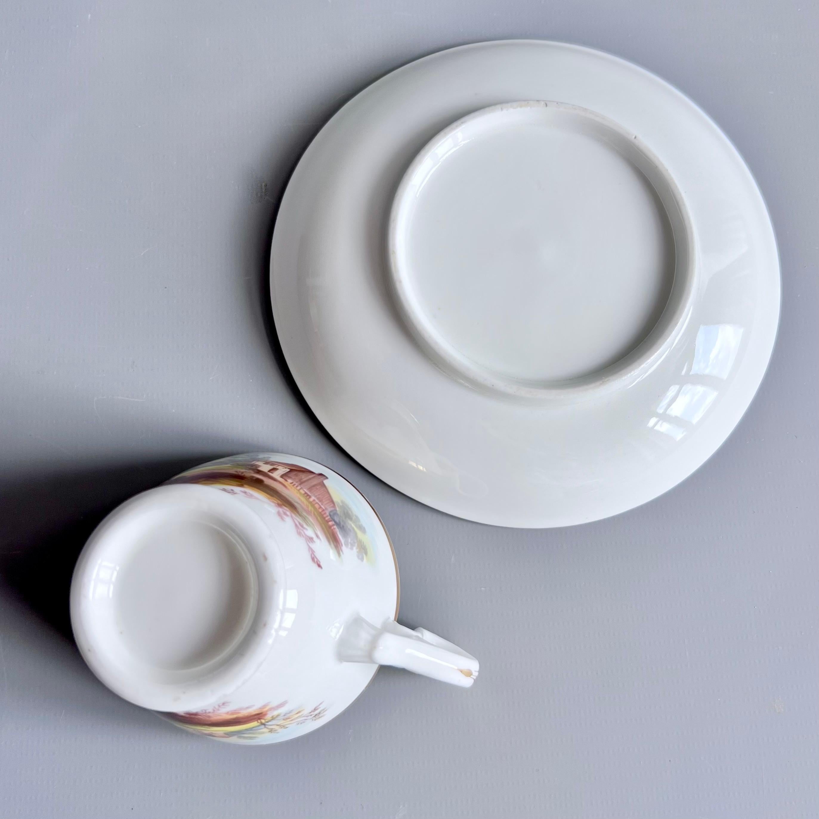 Tasse à café H&R Daniel, forme simple, blanc avec paysage, 1825-1830 en vente 7