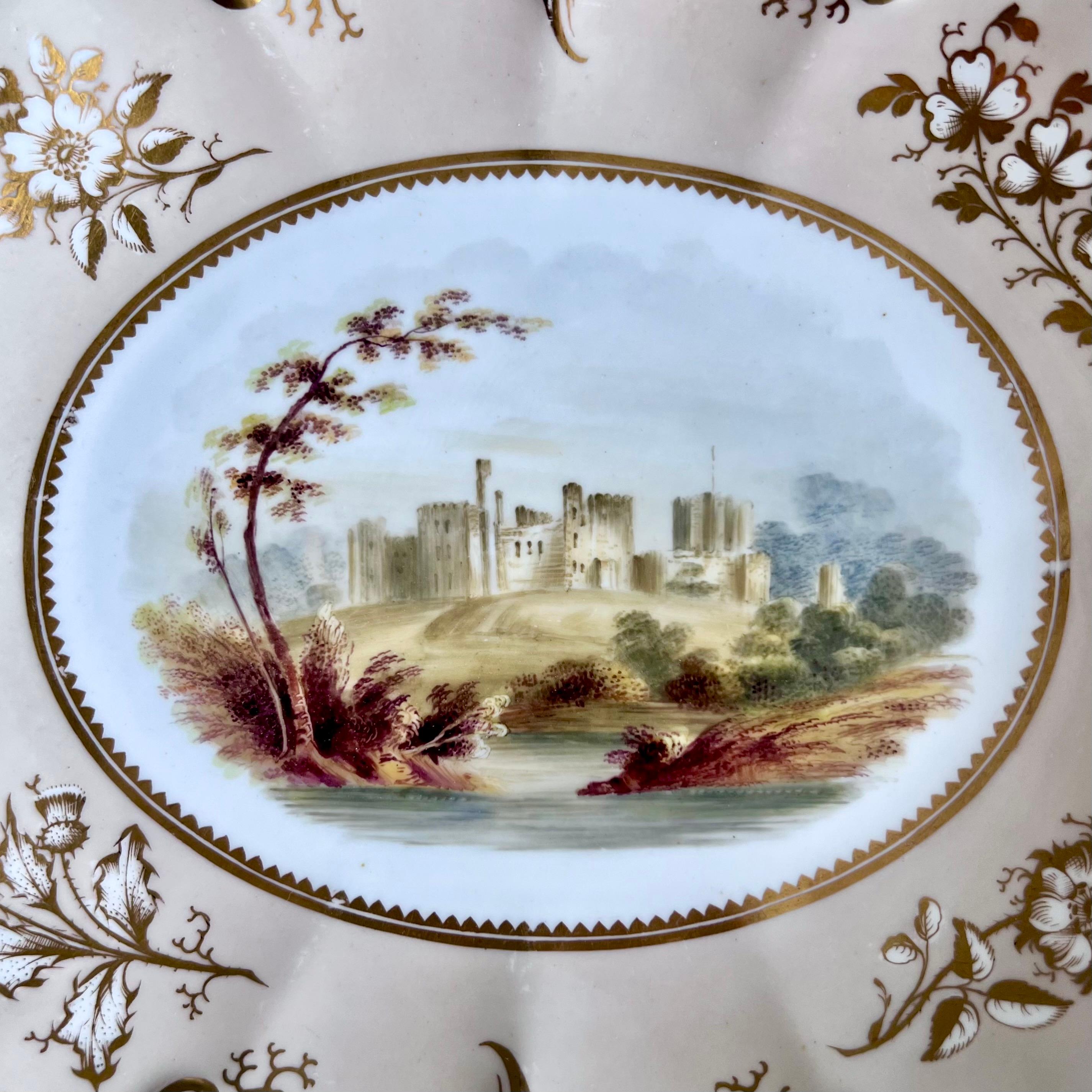 H&R Daniel Pareja de compases bajos, forma de reina, gris, paisajes con nombre, ca 1838 Pintado a mano en venta