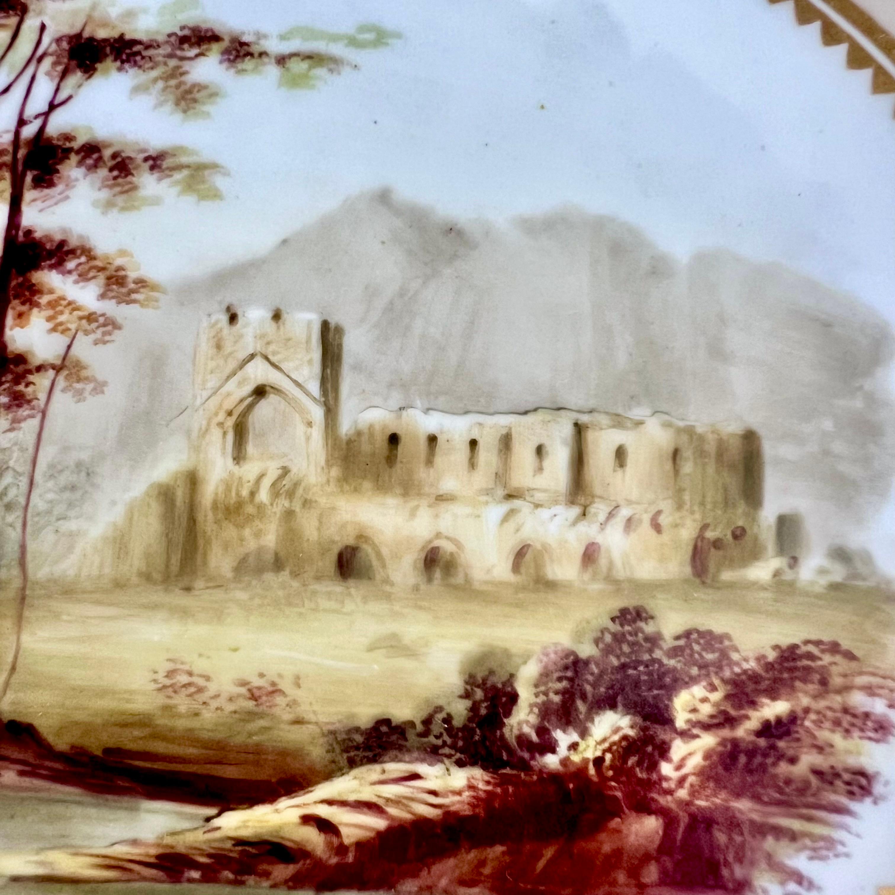 H&R Daniel Pareja de compases bajos, forma de reina, gris, paisajes con nombre, ca 1838 Porcelana en venta