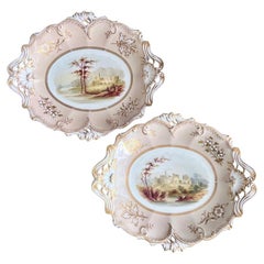H&R Daniel Coppia di bussole basse, a forma di regina, grigie, con nomi di paesaggi, 1838 ca.