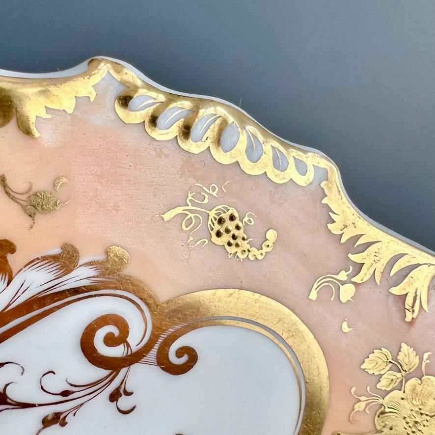 H&R Daniel Plate, Shrewsbury Shape, Peach, Flowers and Tooled Gilt, ca 1827 2