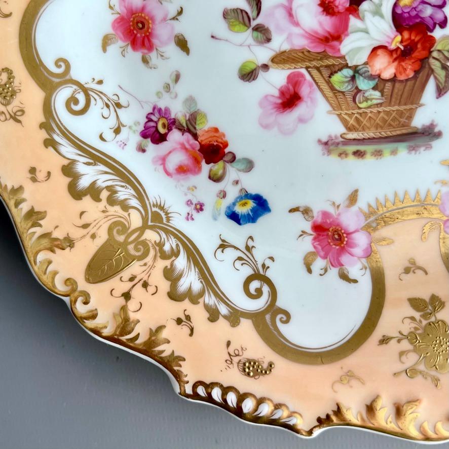 H&R Daniel Plate, Shrewsbury Shape, Peach, Flowers and Tooled Gilt, ca 1827 3