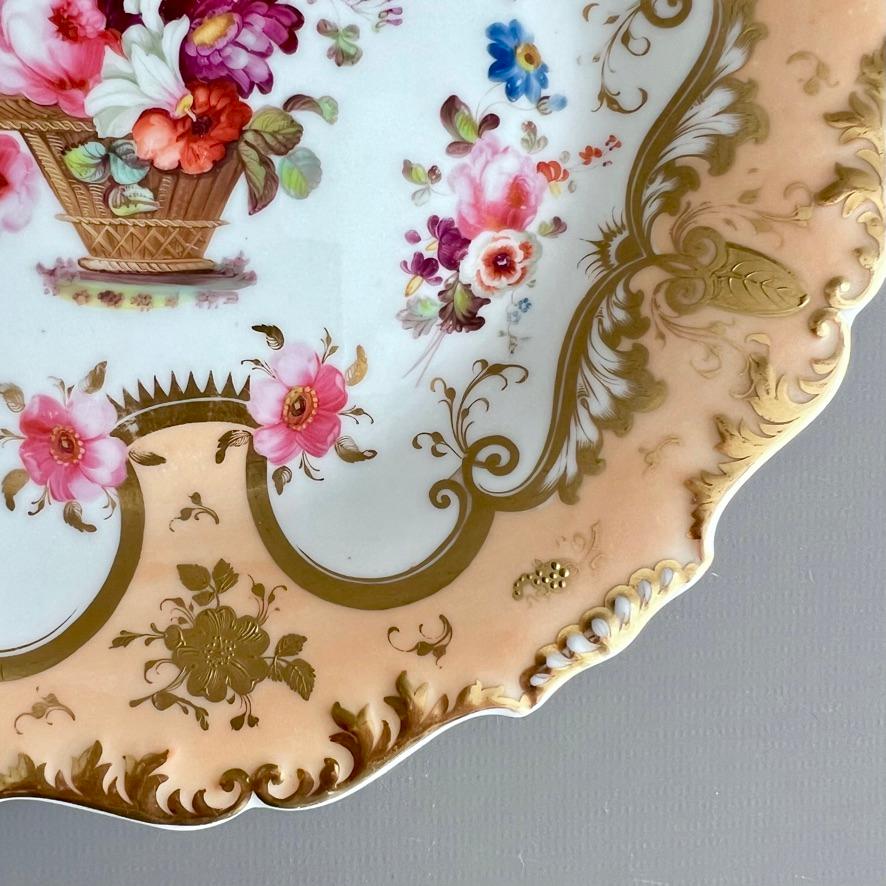 H&R Daniel Plate, Shrewsbury Shape, Peach, Flowers and Tooled Gilt, ca 1827 5