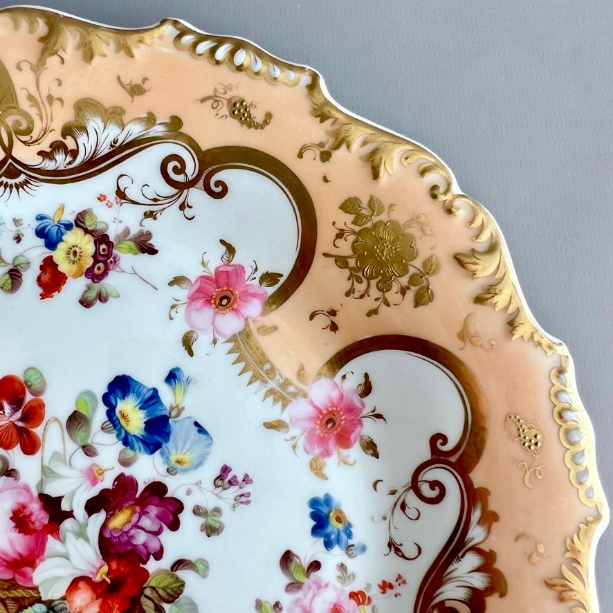 H&R Daniel Plate, Shrewsbury Shape, Peach, Flowers and Tooled Gilt, ca 1827 6