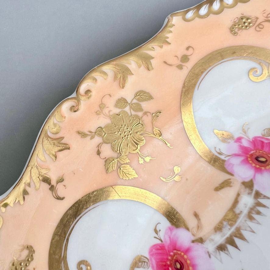 English H&R Daniel Plate, Shrewsbury Shape, Peach, Flowers and Tooled Gilt, ca 1827