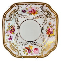 Antique H&R Daniel Plate, White, Floral, Etruscan Shape, Regency, circa 1825