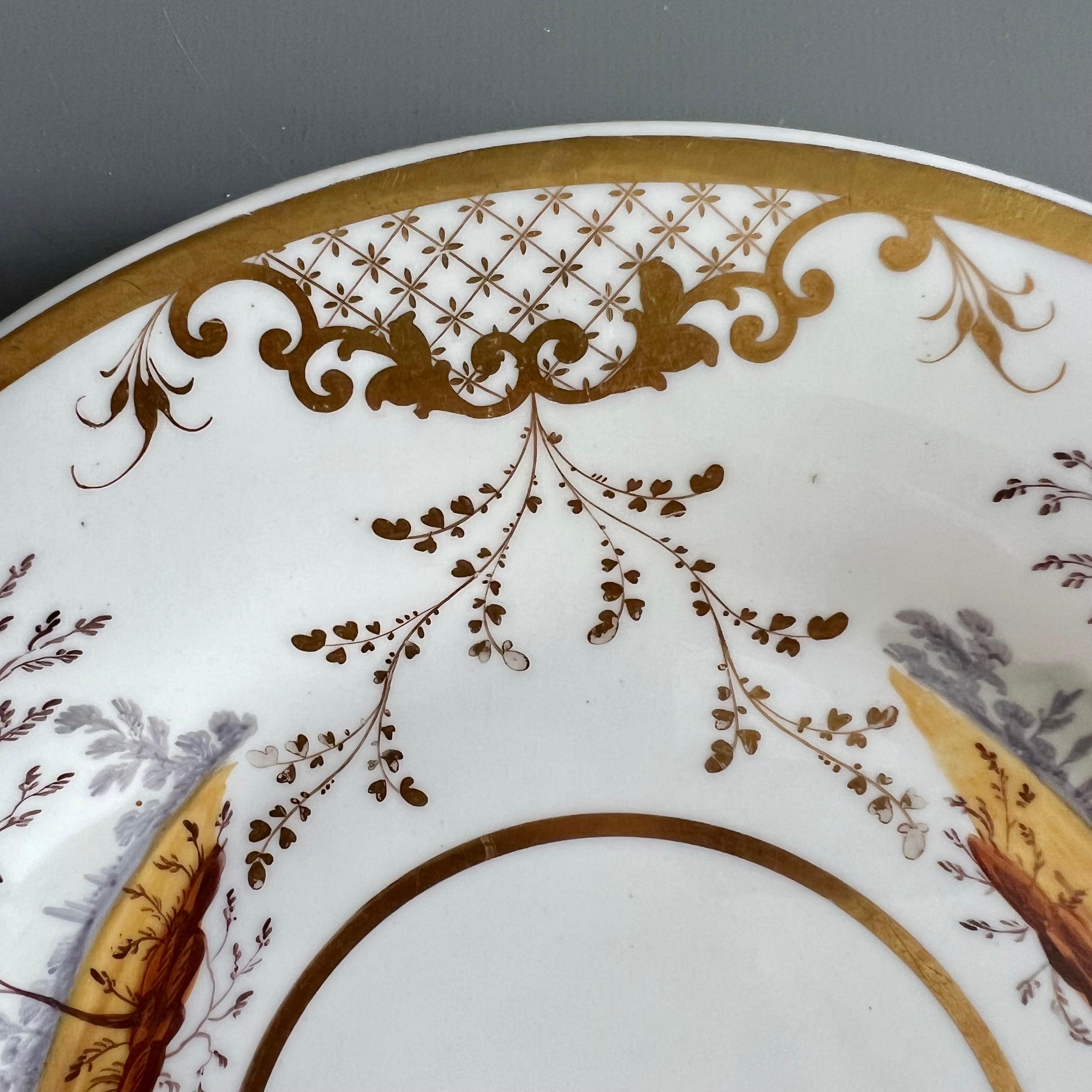 H&R Daniel Porcelain Dessert Plate, Gilt with Coloured Birds, Regency, 1832 2