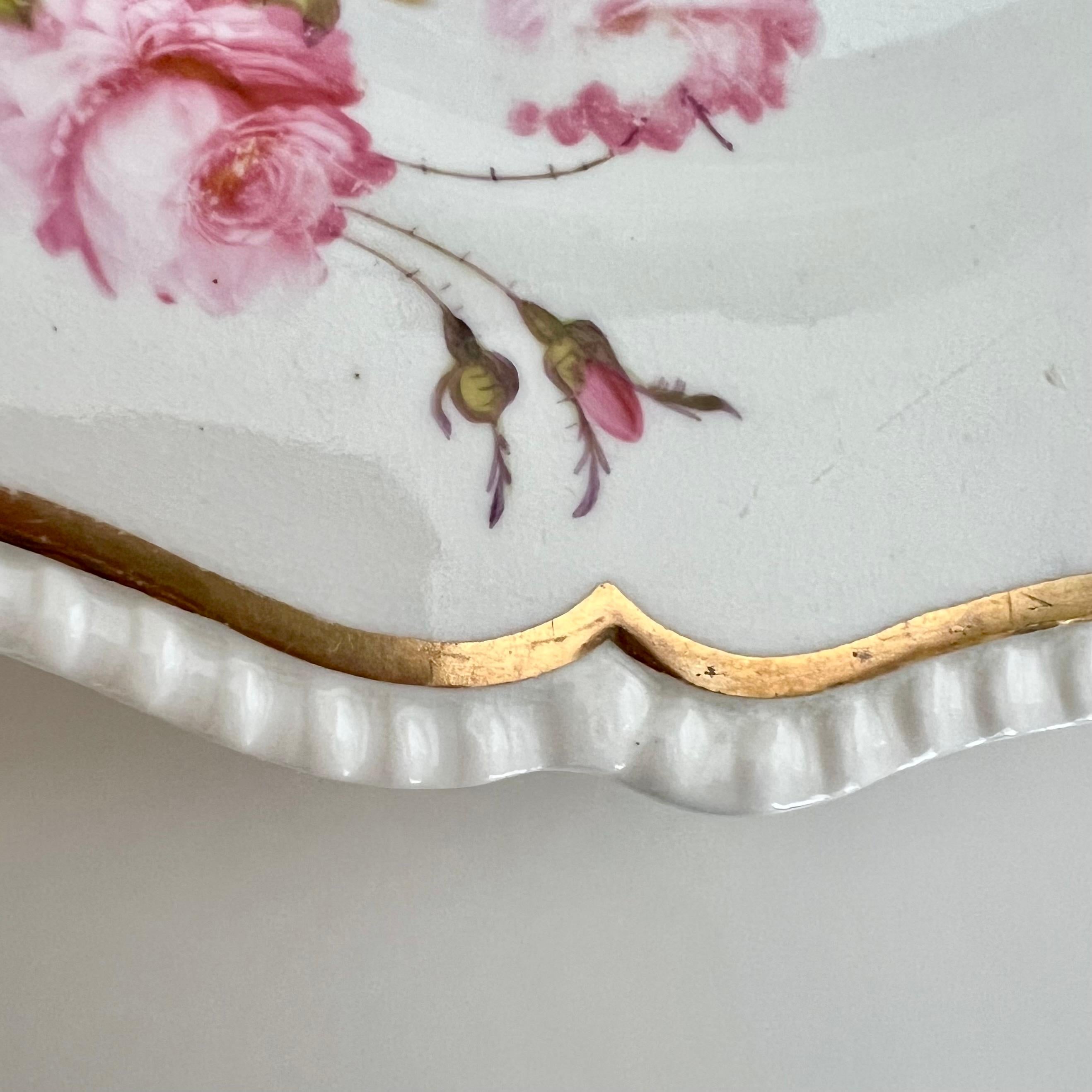 H&R Daniel Porcelain Plate, White, Floral Patt. 3998 Gadrooned, Regency Ca 1824 1