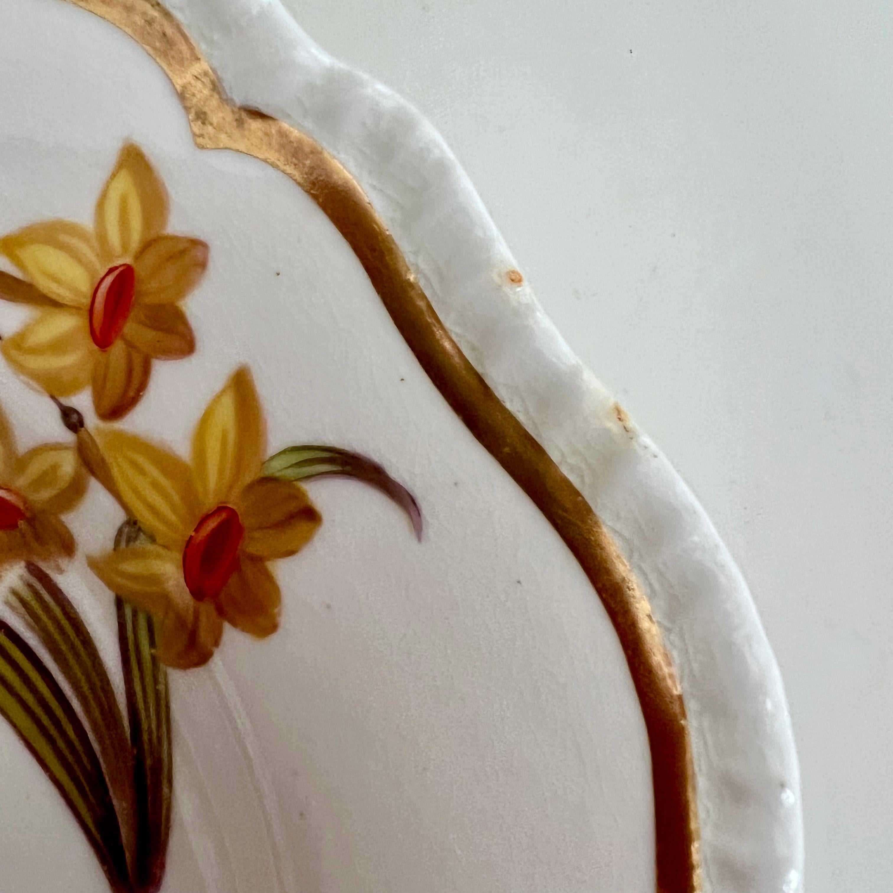 H&R Daniel Porcelain Plate, White, Floral Patt. 3998 Gadrooned, Regency Ca 1824 3