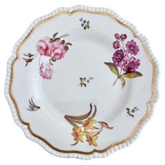 H&R Daniel Porcelain Plate, White, Floral Patt. 3998 Gadrooned, Regency Ca 1824