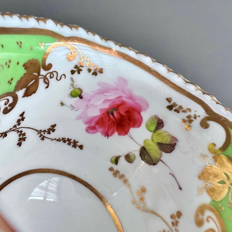H&R Daniel Teacup Trio, Green with Flowers Patt. 4479, 2nd Gadroon, ca 1829 6