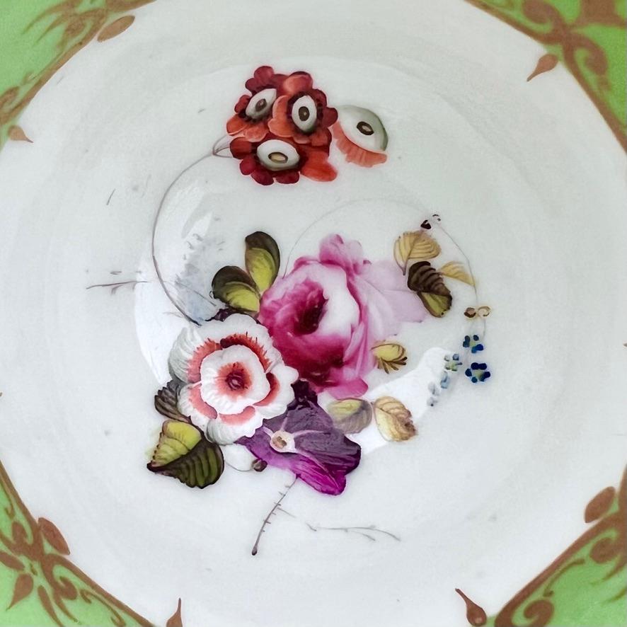 H&R Daniel Teacup Trio, Green with Flowers Patt. 4516, Rococo Revival ca 1827 2