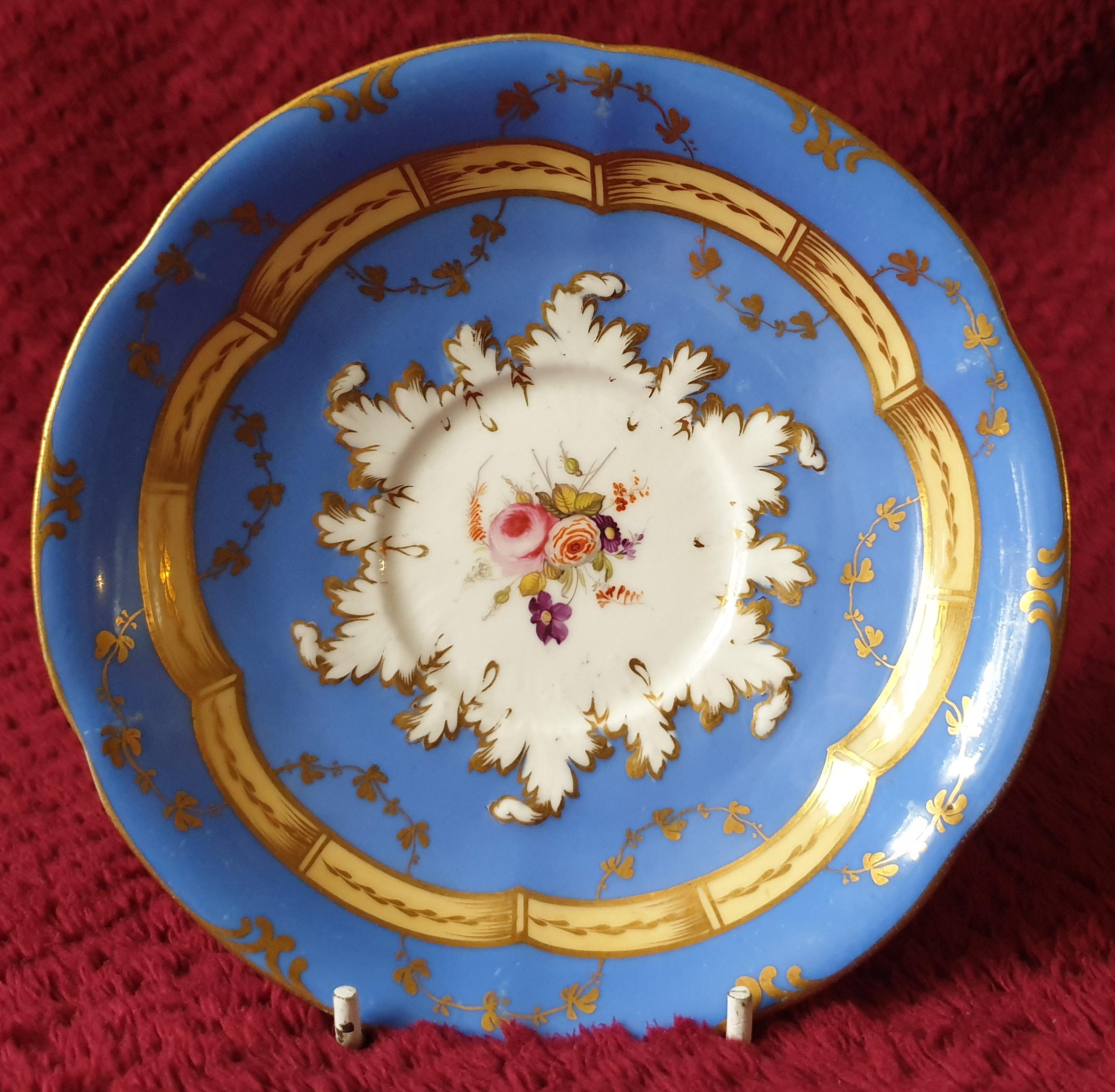 Porcelain H&R Daniel Twisted Handle Footed Trio For Sale