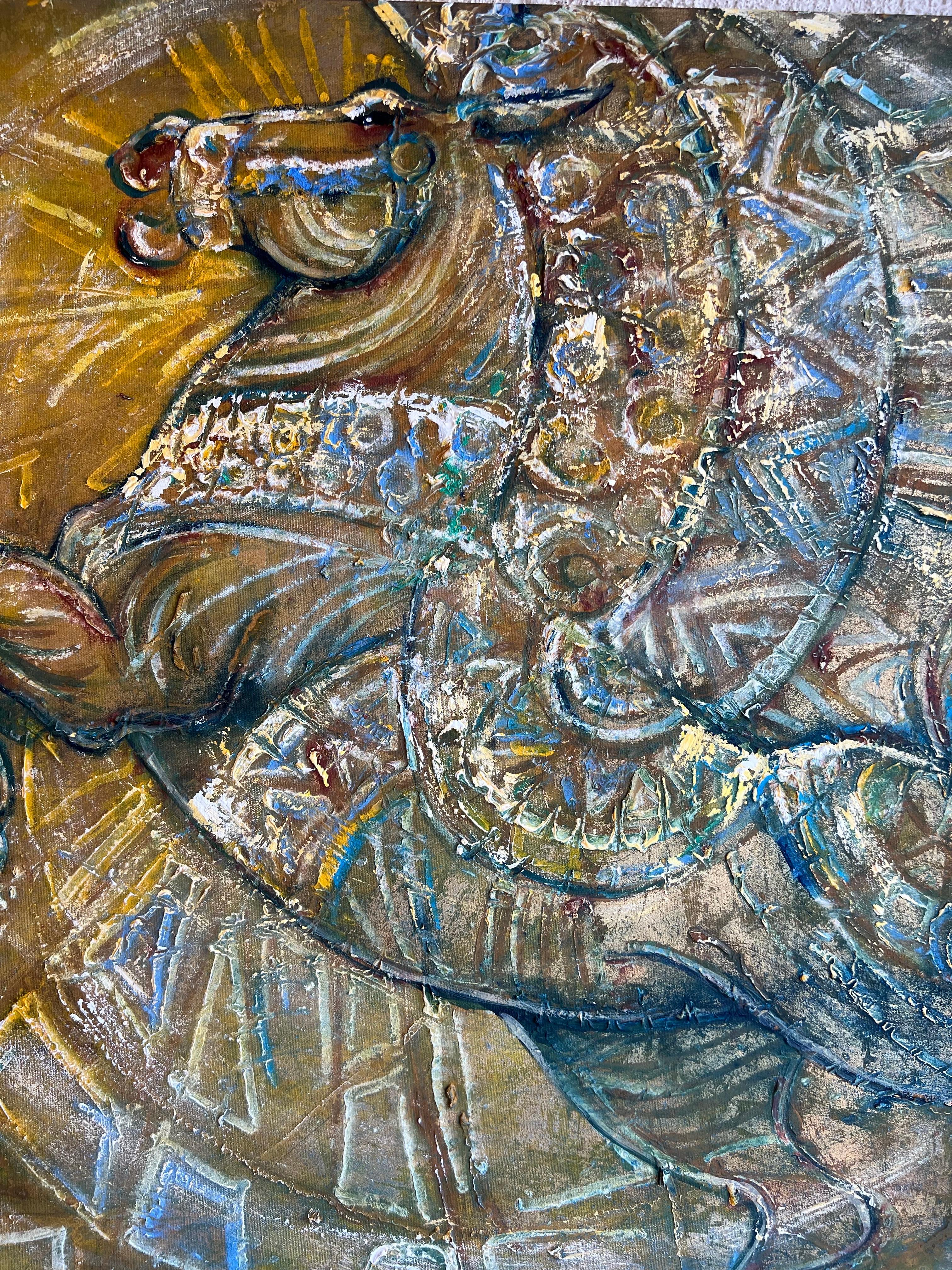 Ein Pferd, zeitlose Energie, zeitgenössisches Ölgemälde. (Braun), Animal Painting, von Hrair Diarbekirian