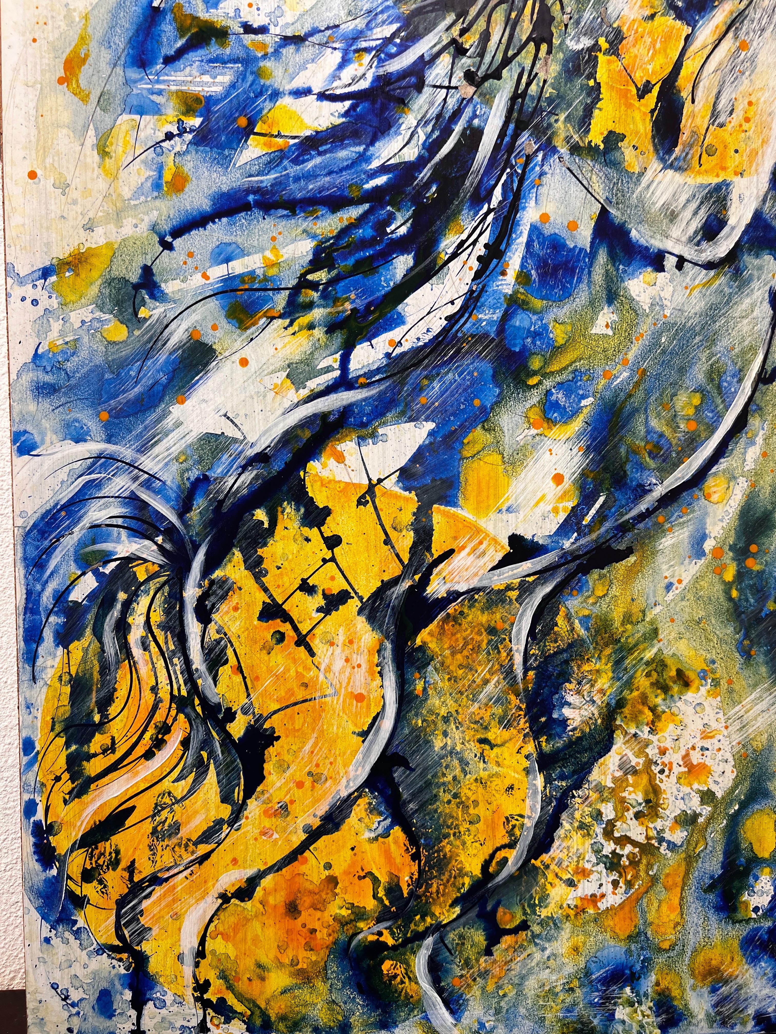 Pittura Hors, Hors astratto, pittura a olio Hors, Bella creatura di Hrair. 1