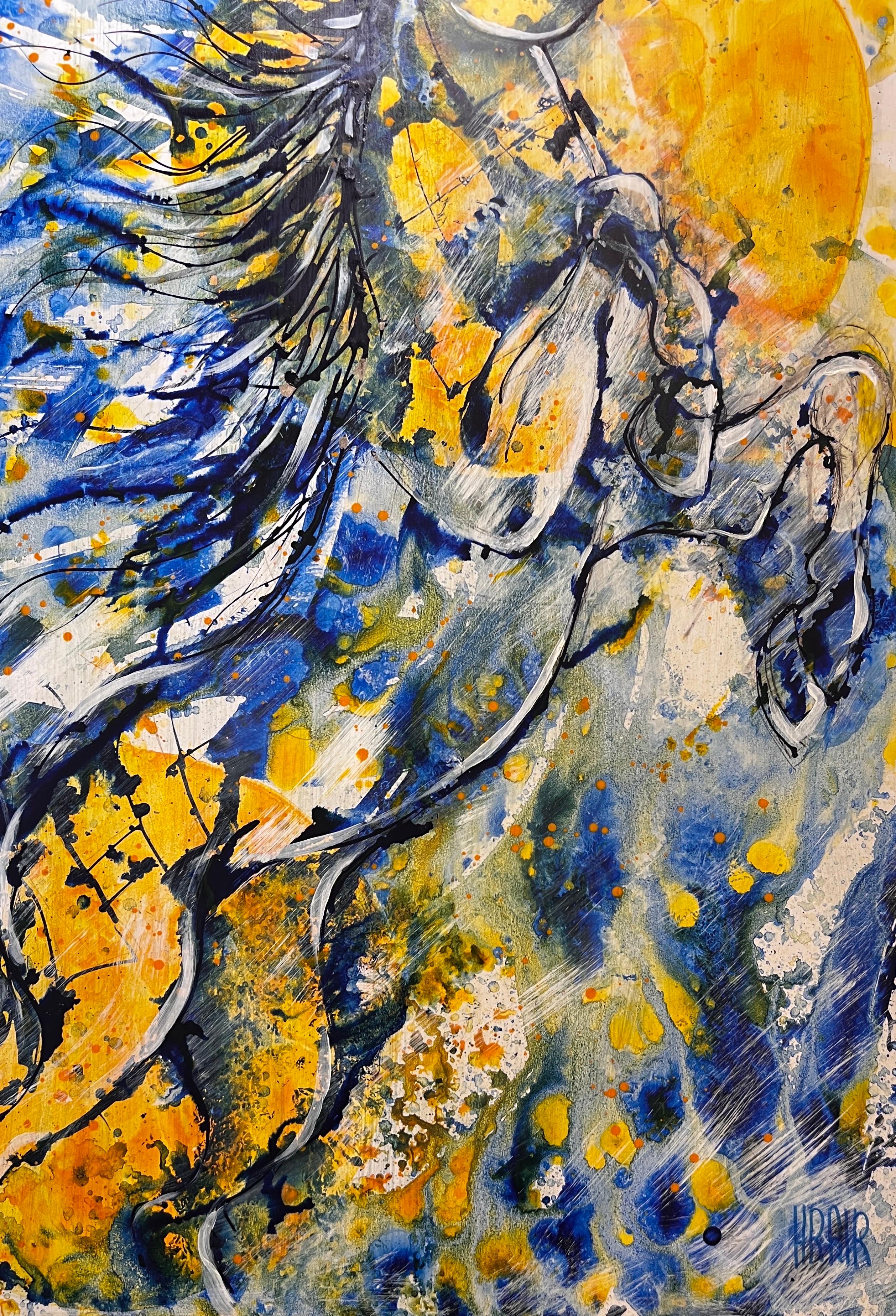 Pittura Hors, Hors astratto, pittura a olio Hors, Bella creatura di Hrair. 2