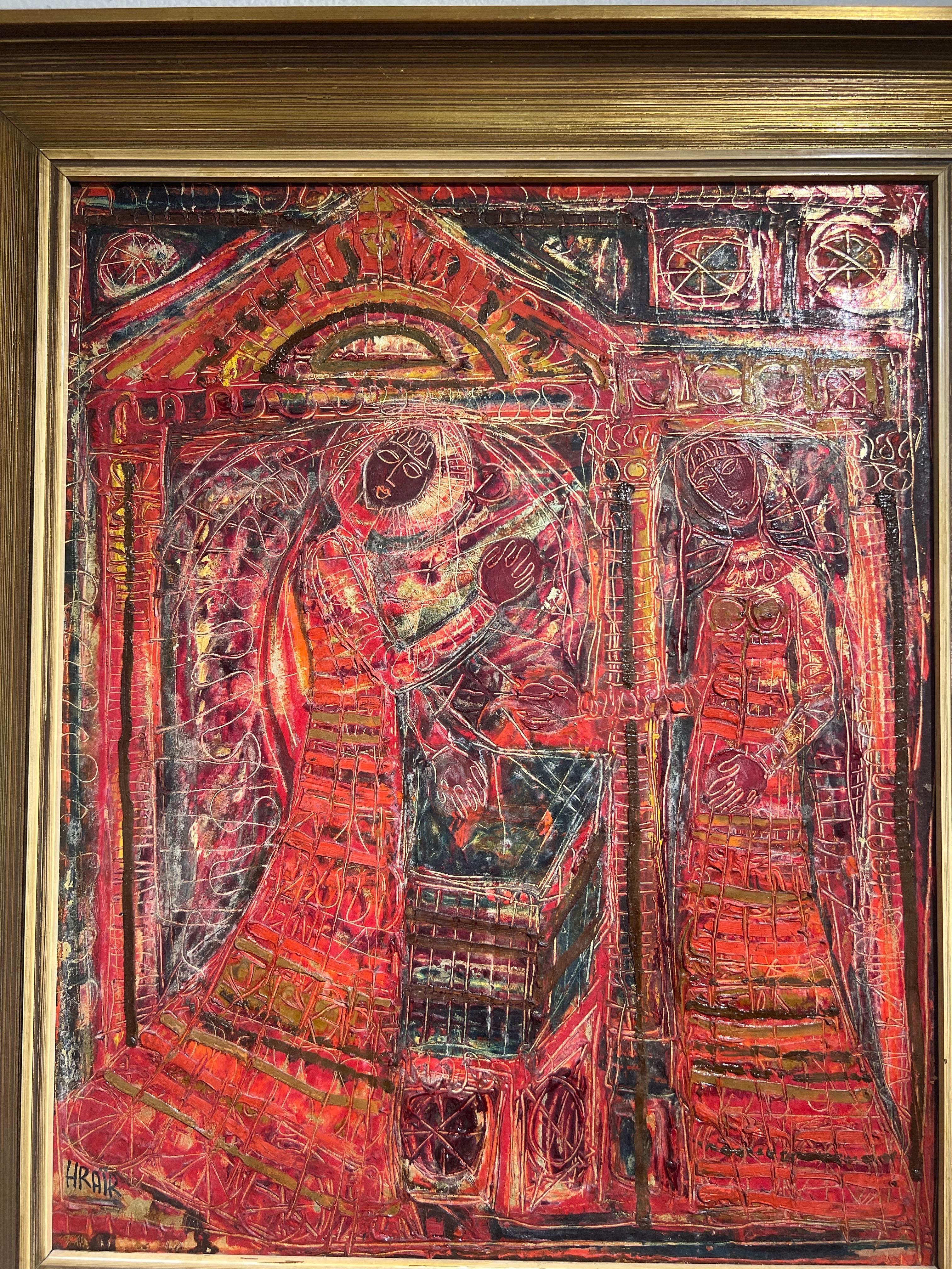Composizione con figura, Figure contemporanee. - Painting Simbolismo di Hrair Diarbekirian