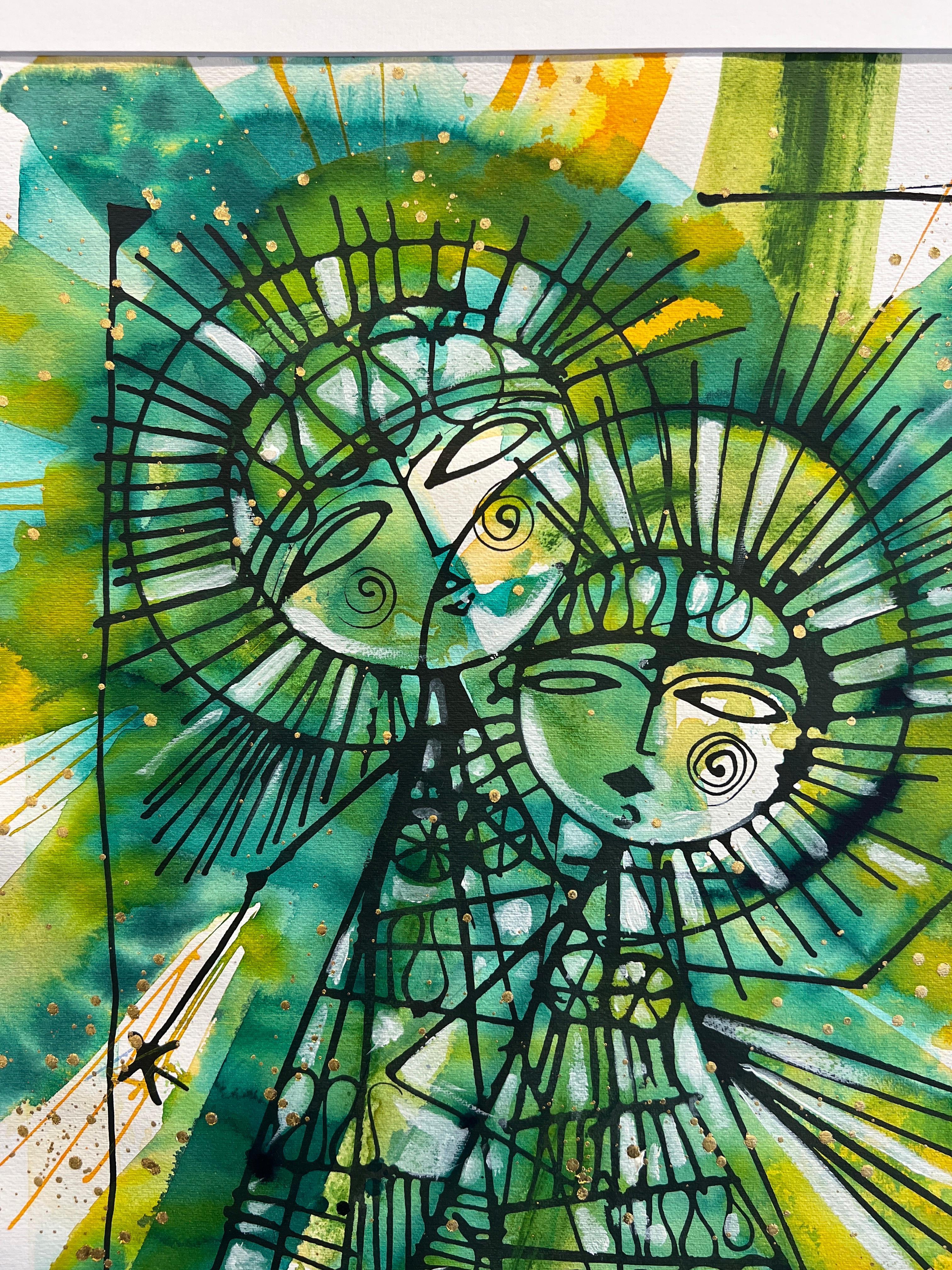 Titolo Emerald Serenity. Un altro motivo convincente che caratterizza l'arte di Hrair è quello degli angeli. Questi esseri celesti sono raffigurati con grazia e bellezza, emanando un'aura di divinità e serenità. Il ritratto di Hrair degli angeli