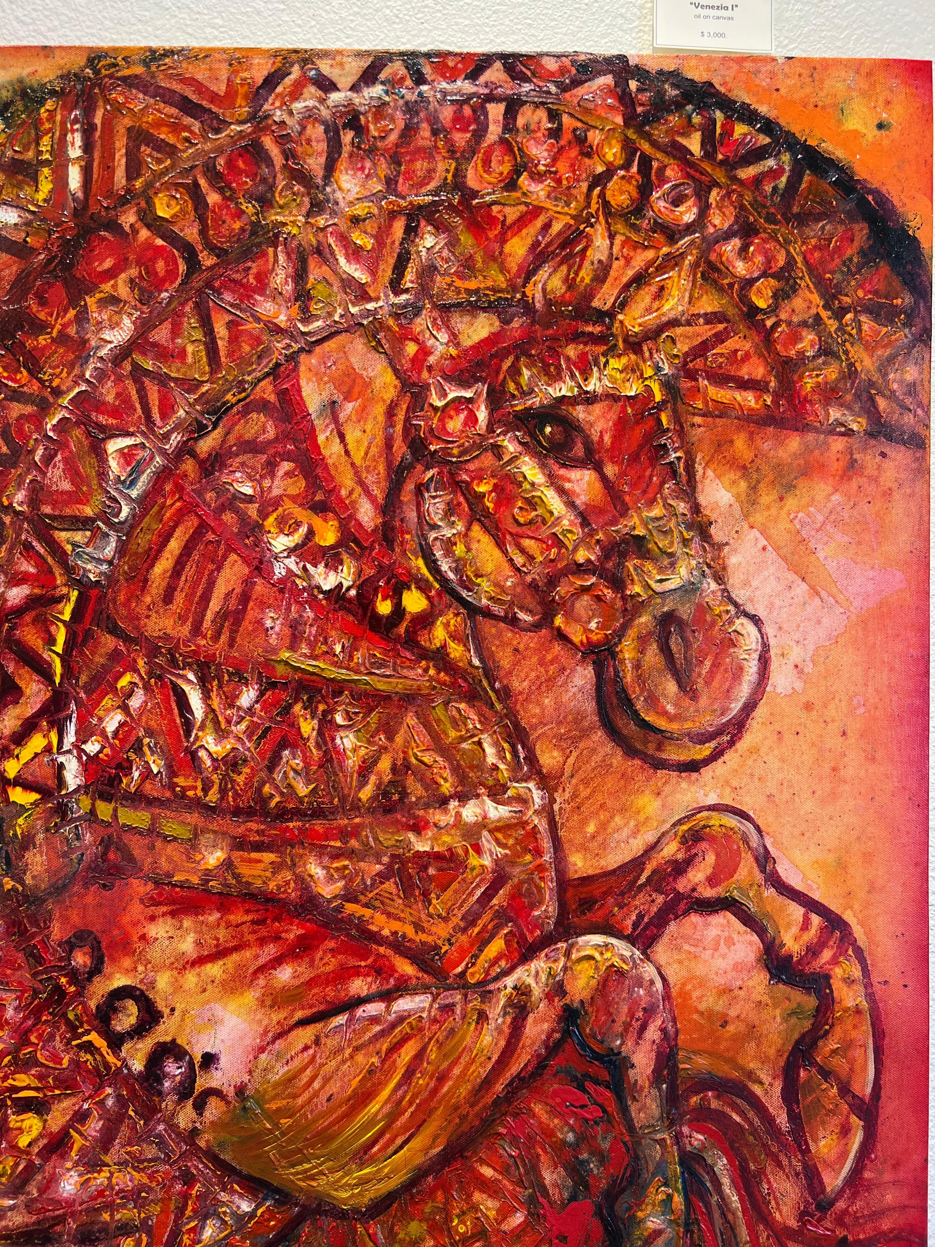 Equus in Harmony, Horses oil painting, contemporary horse on canvas. - Painting by Hrair Diarbekirian