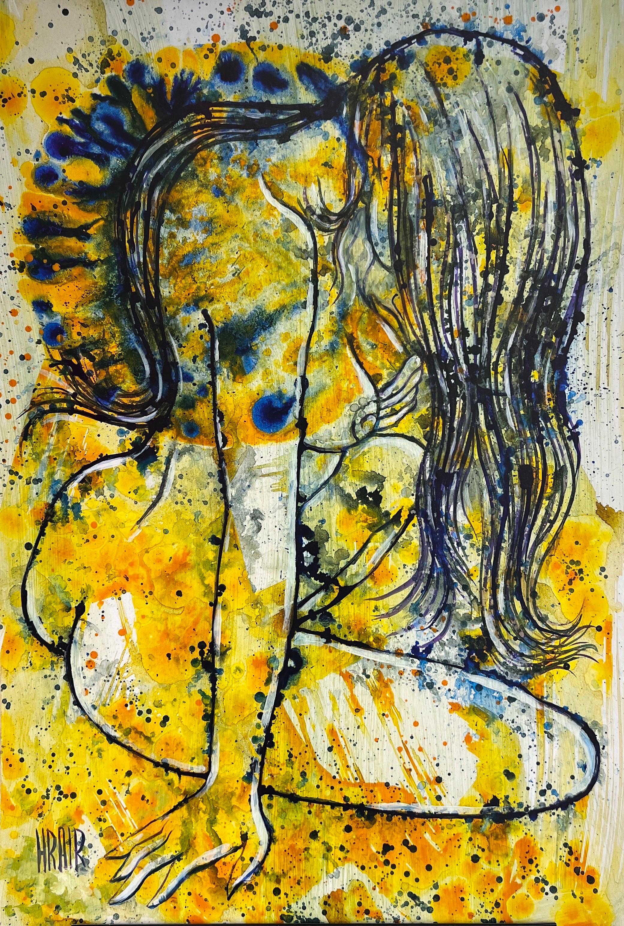 Hrair Diarbekirian Nude Painting - Nude, Symbolist painting , sun & nude,  Sun-Kissed Tresses by Hrair .