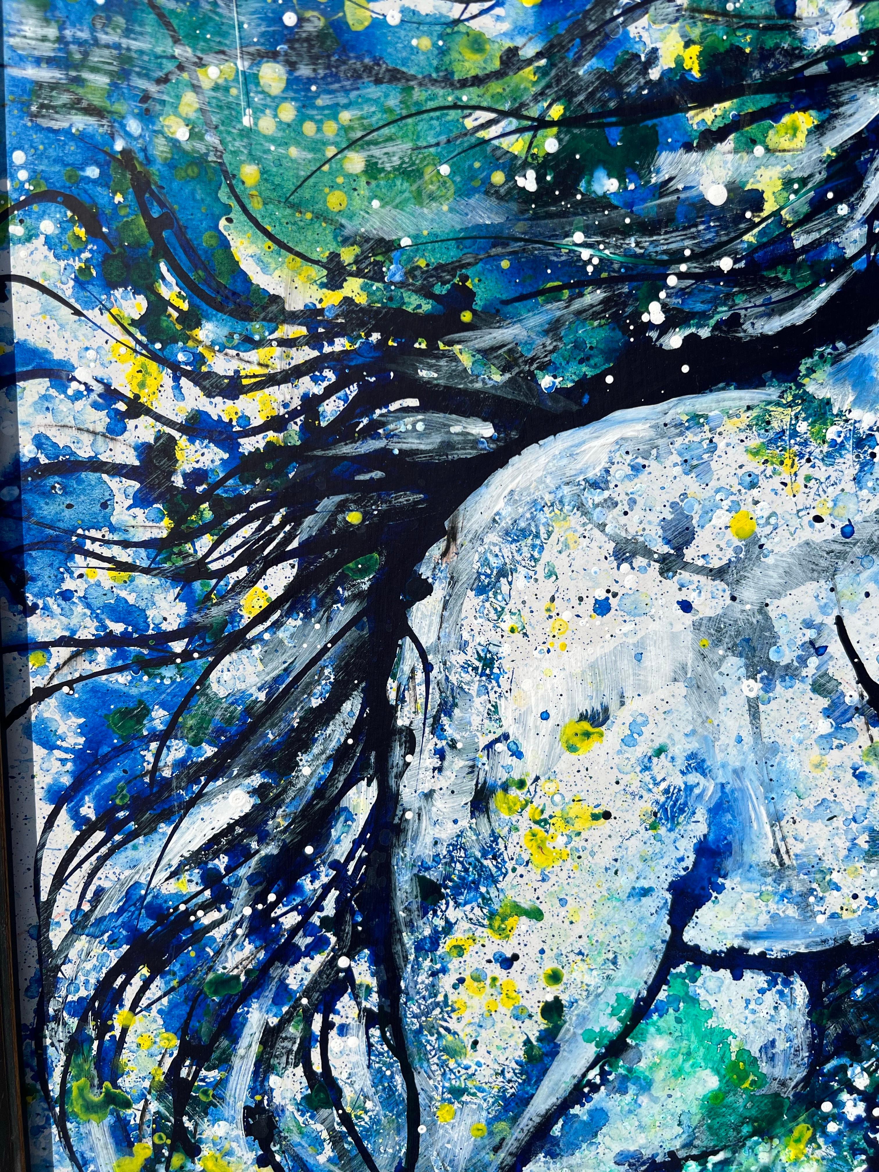 Tenderly Blue, the horse painting on board. Contemporary horse. For Sale 1