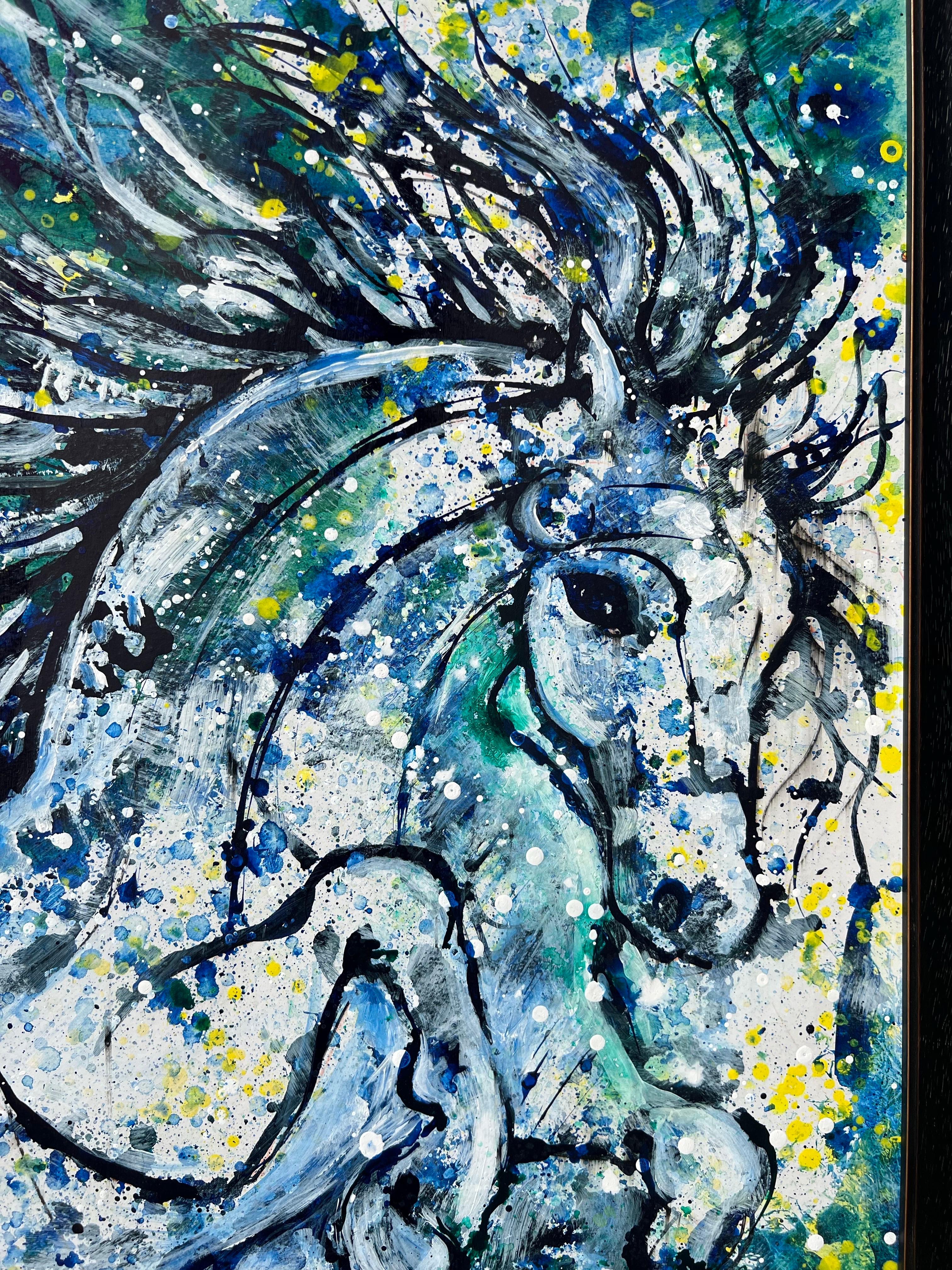 Tenderly Blue, the horse painting on board. Contemporary horse. For Sale 4