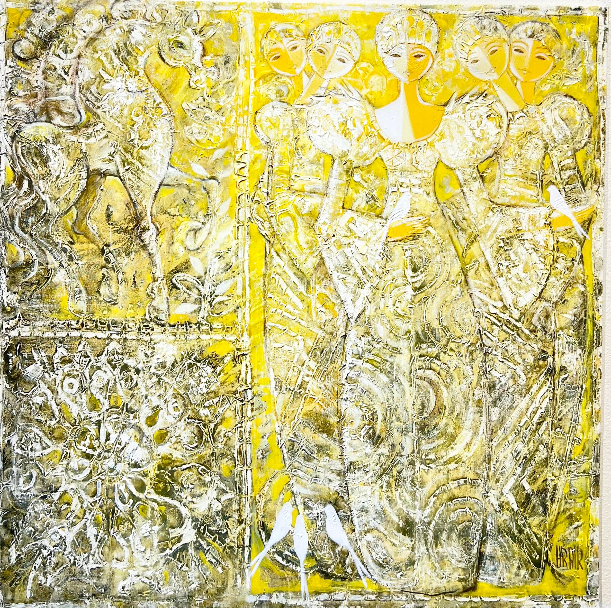 Une nuance plus blanche de seau - Beige Figurative Painting par Hrair Diarbekirian