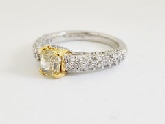 HRD 0.83 Carat Cushion Fancy Intense Brownish Yellow Ring