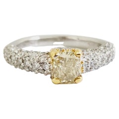 HRD 0.83 Carat Cushion Fancy Intense Brownish Yellow Ring