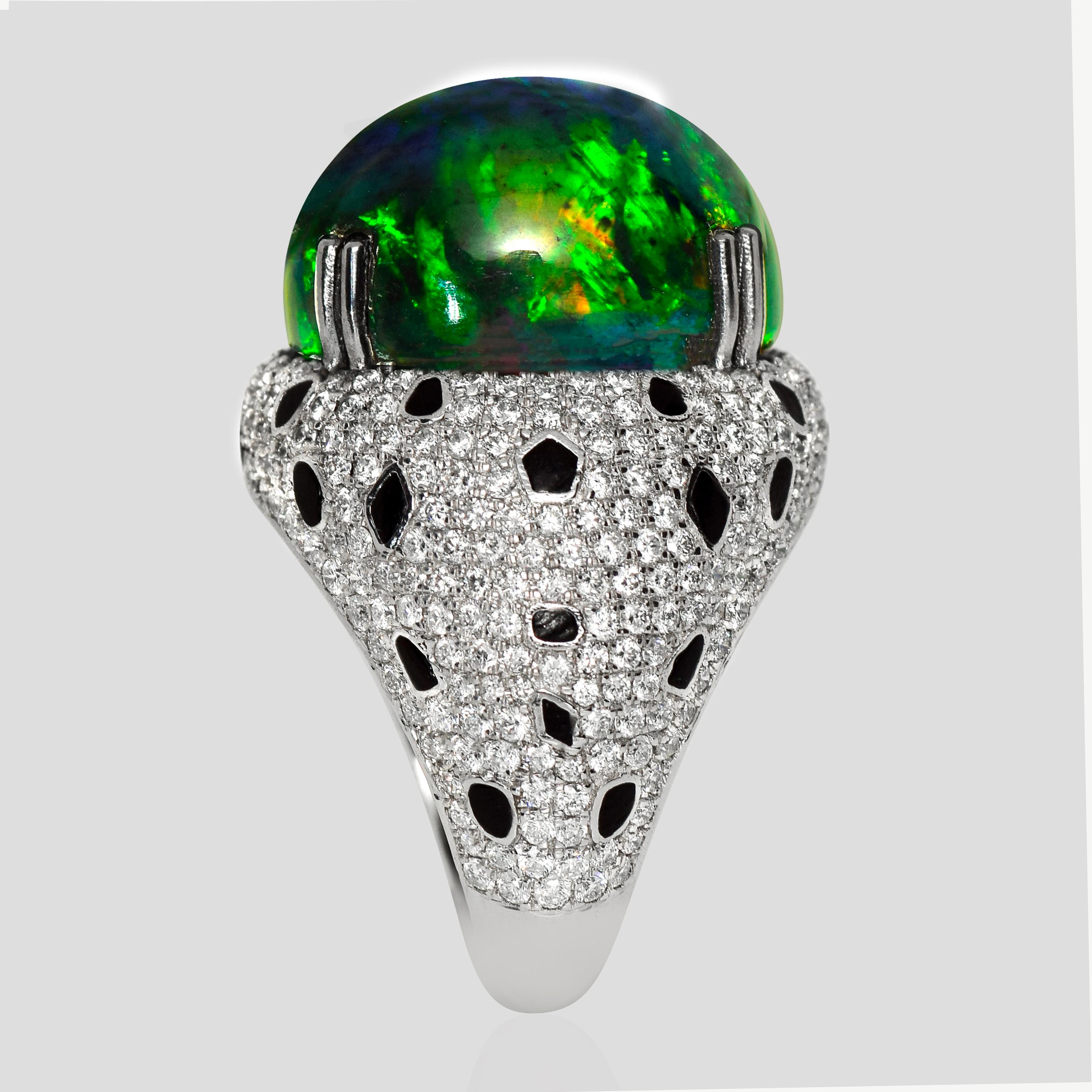 Donna HRD 14K 14,92 ct  Anello da cocktail con diamanti opale nero, a colori naturali in vendita